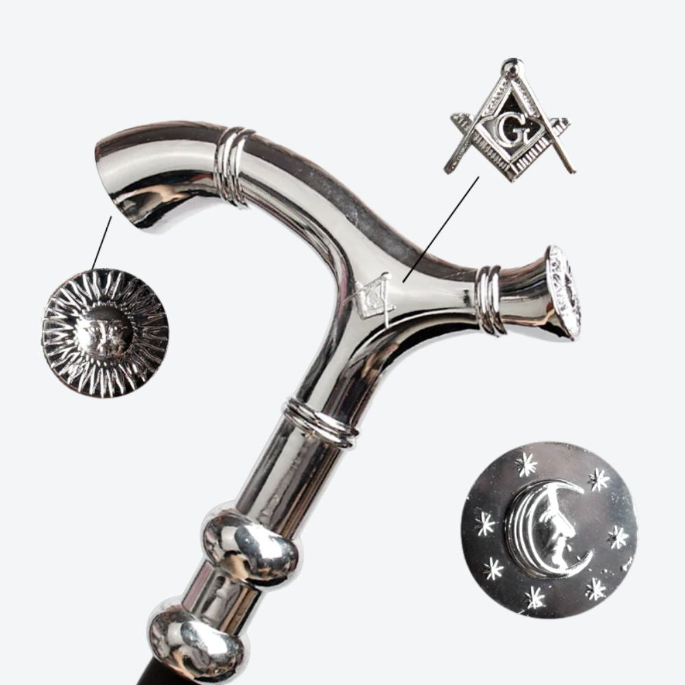 Luxury Masonic Cane Shiny Sun and Moon Bastoni