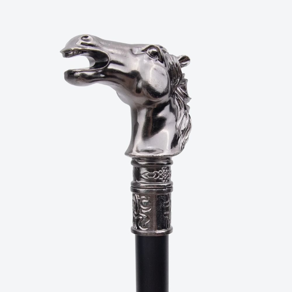 Luxury Metal Walking Stick Imperial Horse - Bastoni