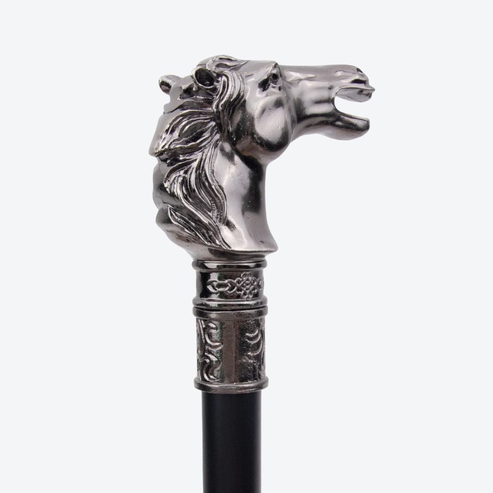Luxury Metal Walking Stick Imperial Horse - Bastoni