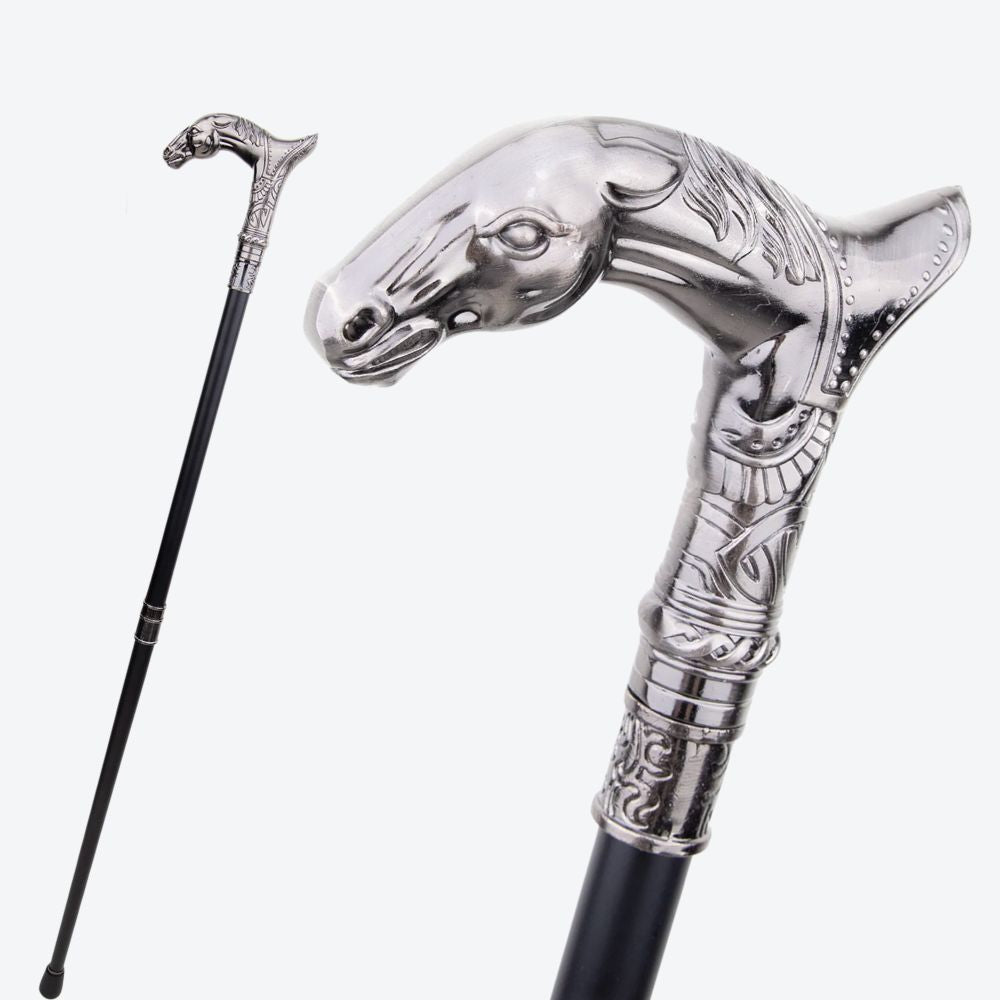 Luxury Metal Cane with Golden Horse Design - Bastoni