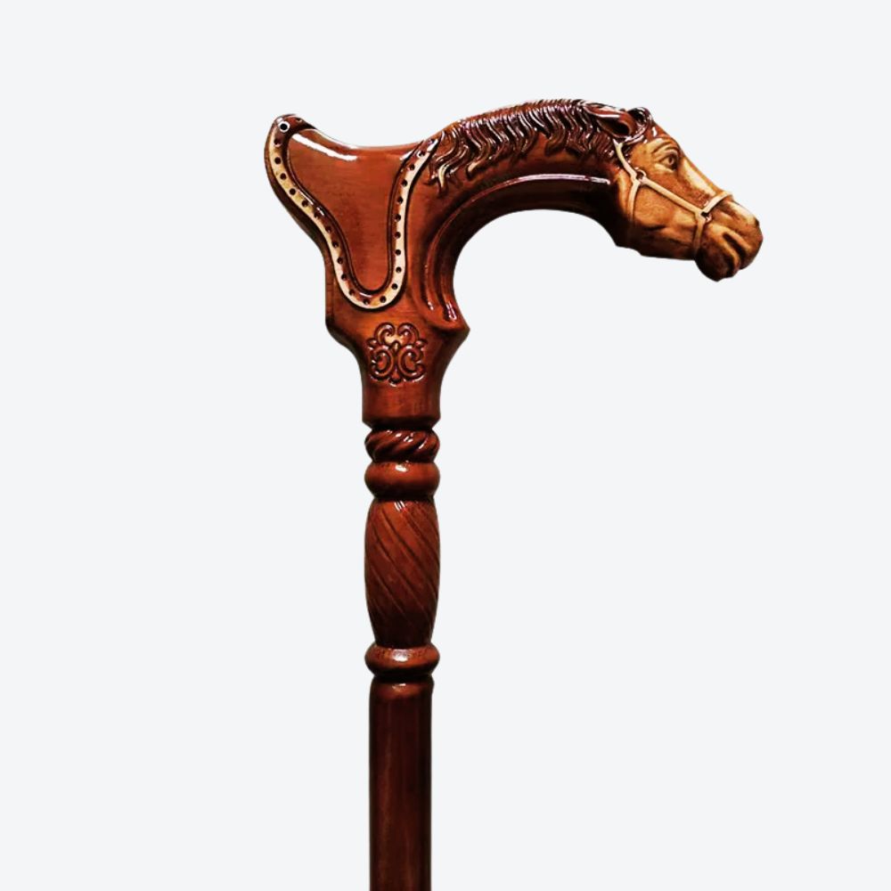 Luxury Wooden Walking Stick by Bastoni Chestnut Horse