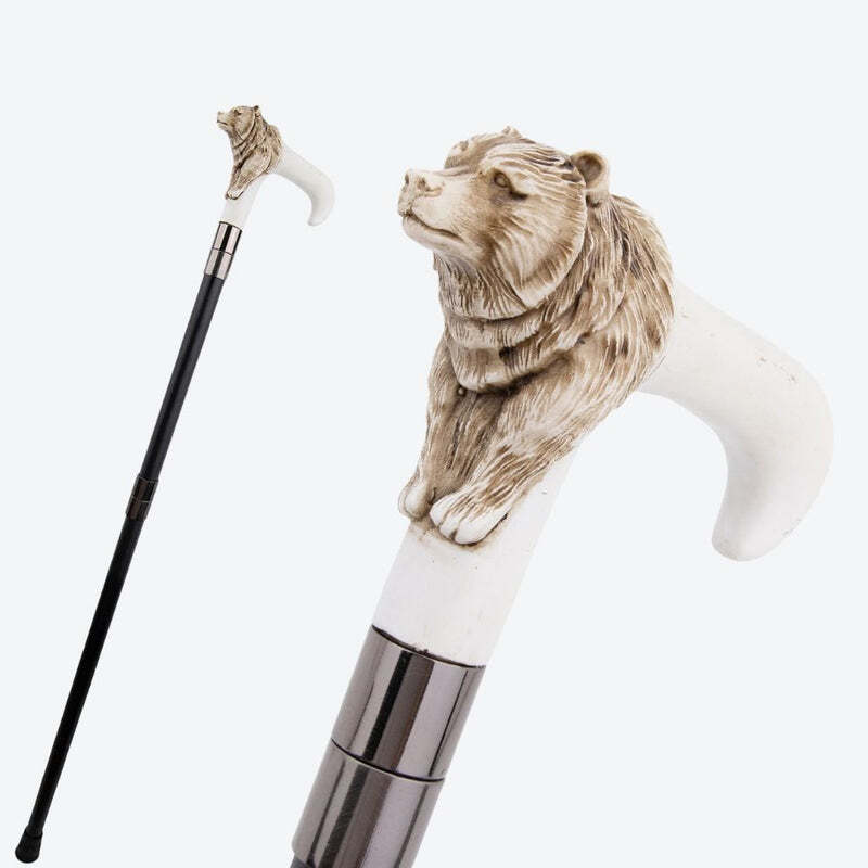 Majestic White Bear Metal Cane-Bastoni UK