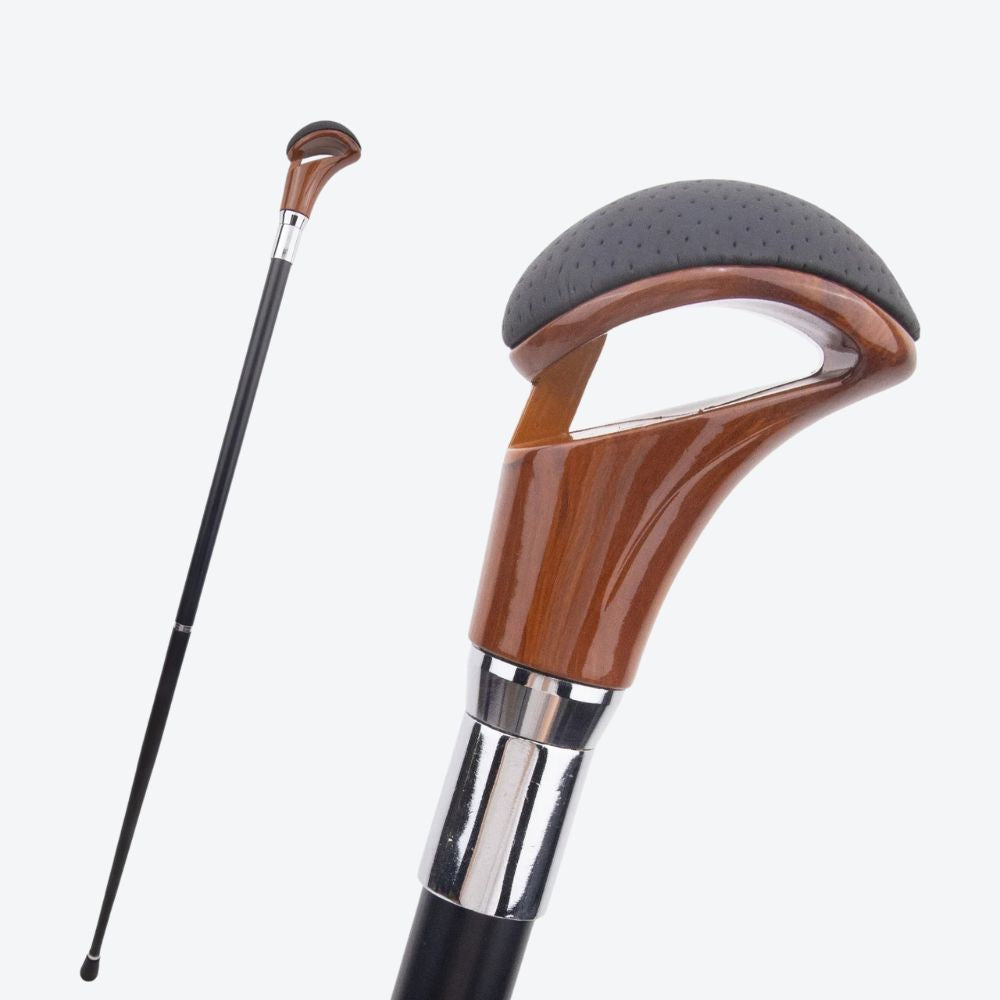 Bastoni Men's Black/Brown Padded Walking Cane