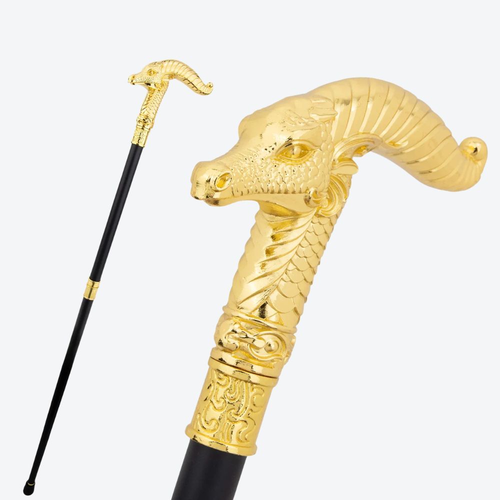 Mountain Goat Metal Cane Golden-Bastoni Co