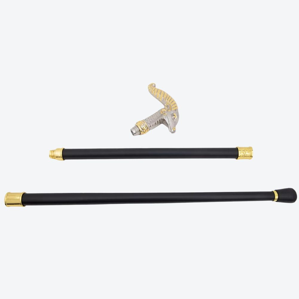 Mountain Goat Metal Classic Cane Silver/Golden-Bastoni Co