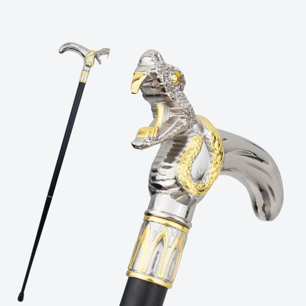 Naja Metal Cane Silver/Golden-Bastoni UK