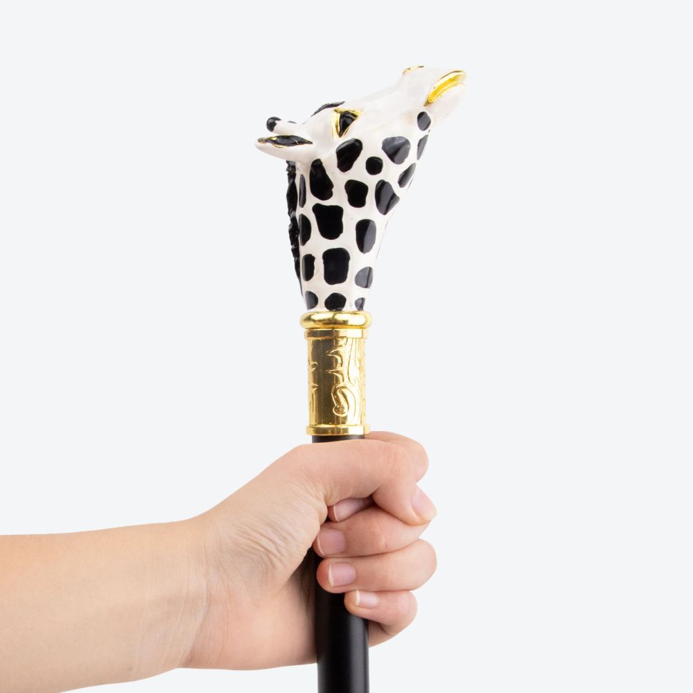 Painted Ceramic Giraffe Metal Walking Stick-Bastoni UK