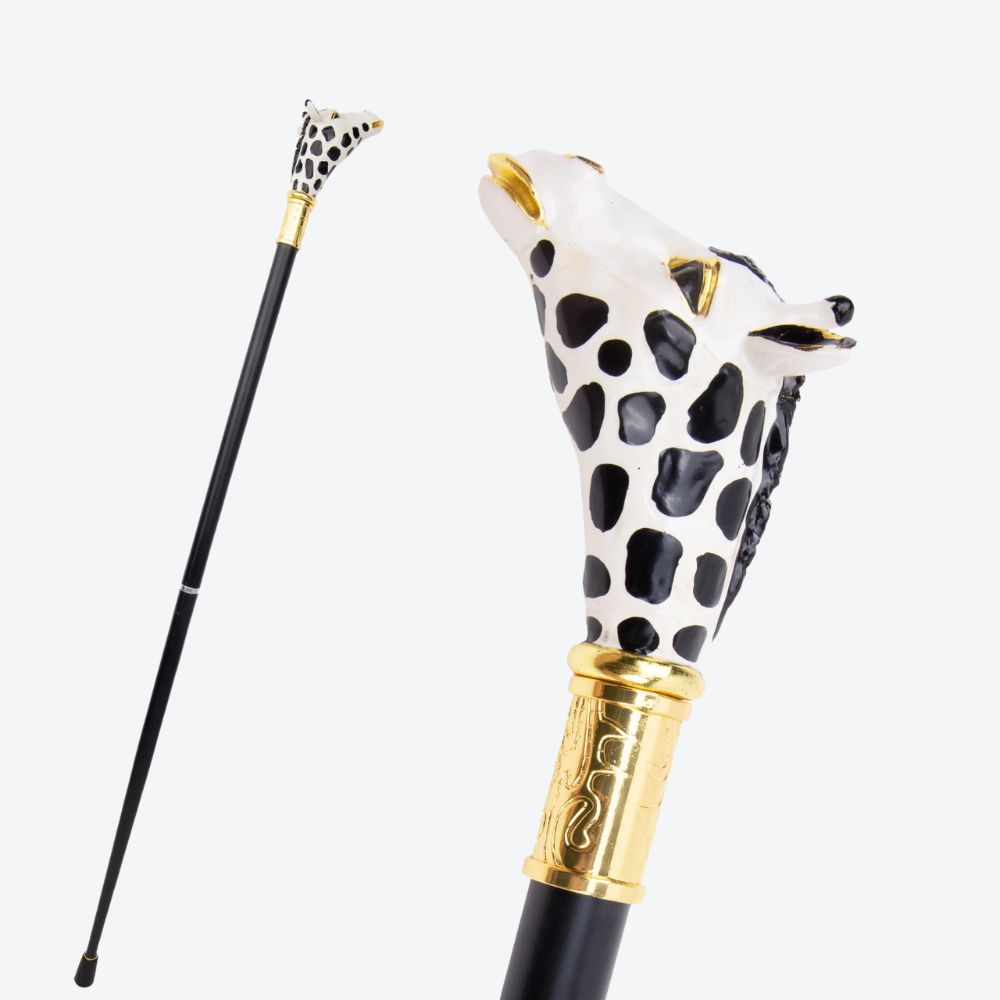 Painted Ceramic Giraffe Metal Walking Stick-Bastoni UK