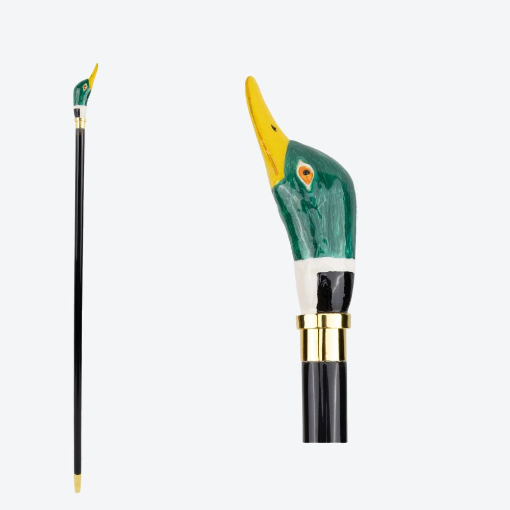 Painted Ceramic Mallard Metal Walking Stick-Bastoni UK