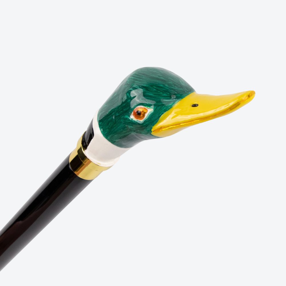 Painted Ceramic Mallard Metal Walking Stick-Bastoni UK