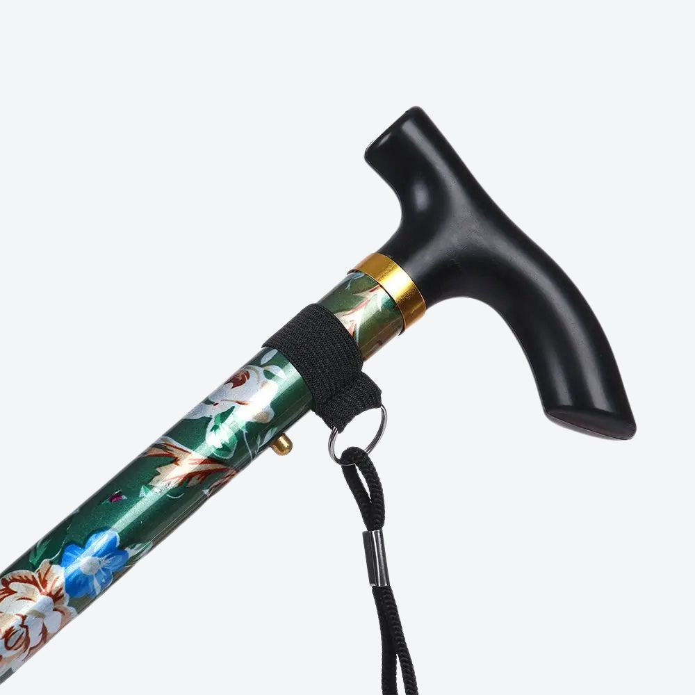 Bastoni Red Flower Garden Folding Women's Walking Stick