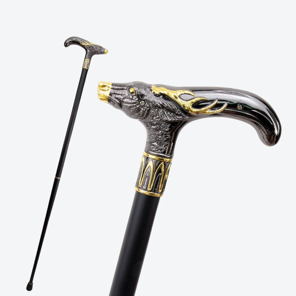 Royal Deer Metal Cane Black/Golden-Bastoni UK