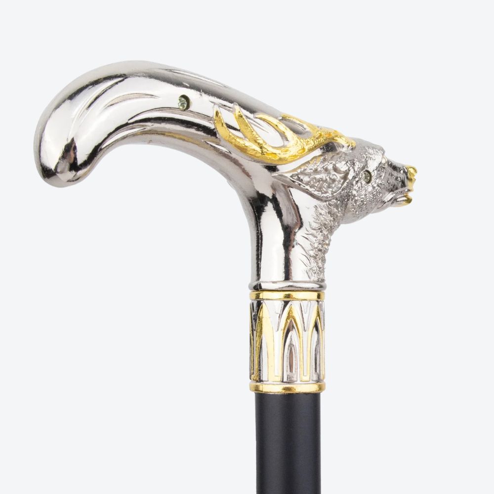 Royal Deer Metal Cane Silver/Golden-Bastoni UK