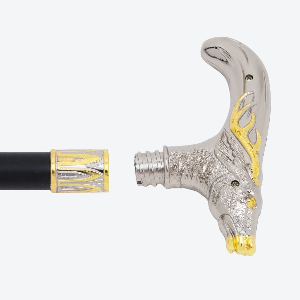 Royal Deer Metal Cane Silver/Golden-Bastoni UK