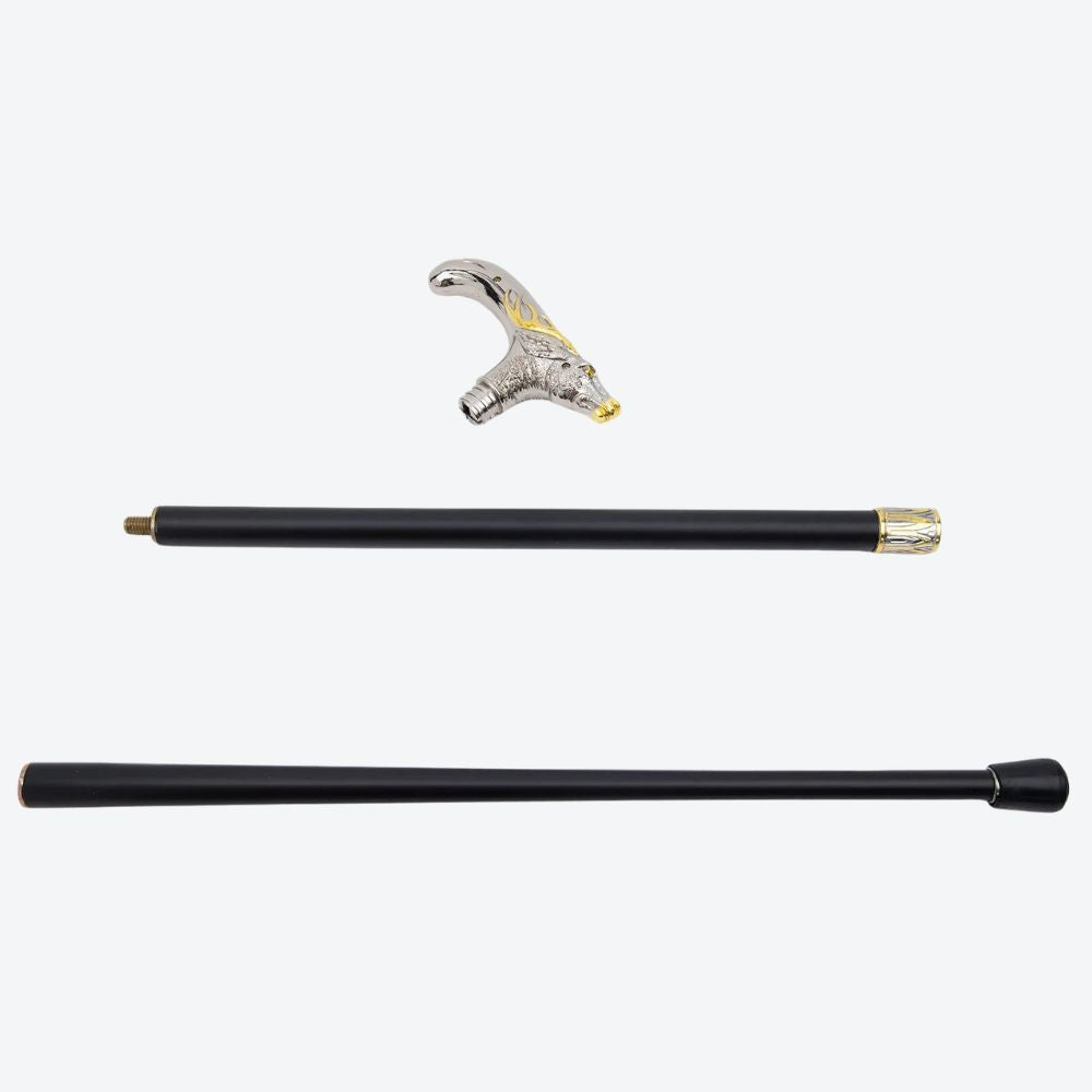 Royal Deer Metal Cane Silver/Golden-Bastoni UK