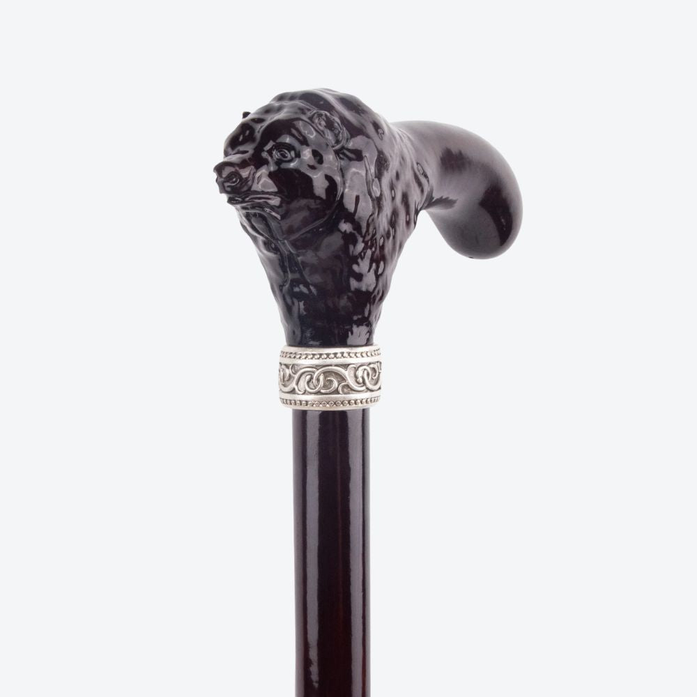 Rustic Wooden Walking Stick with Brown Bear Design - Bastoni