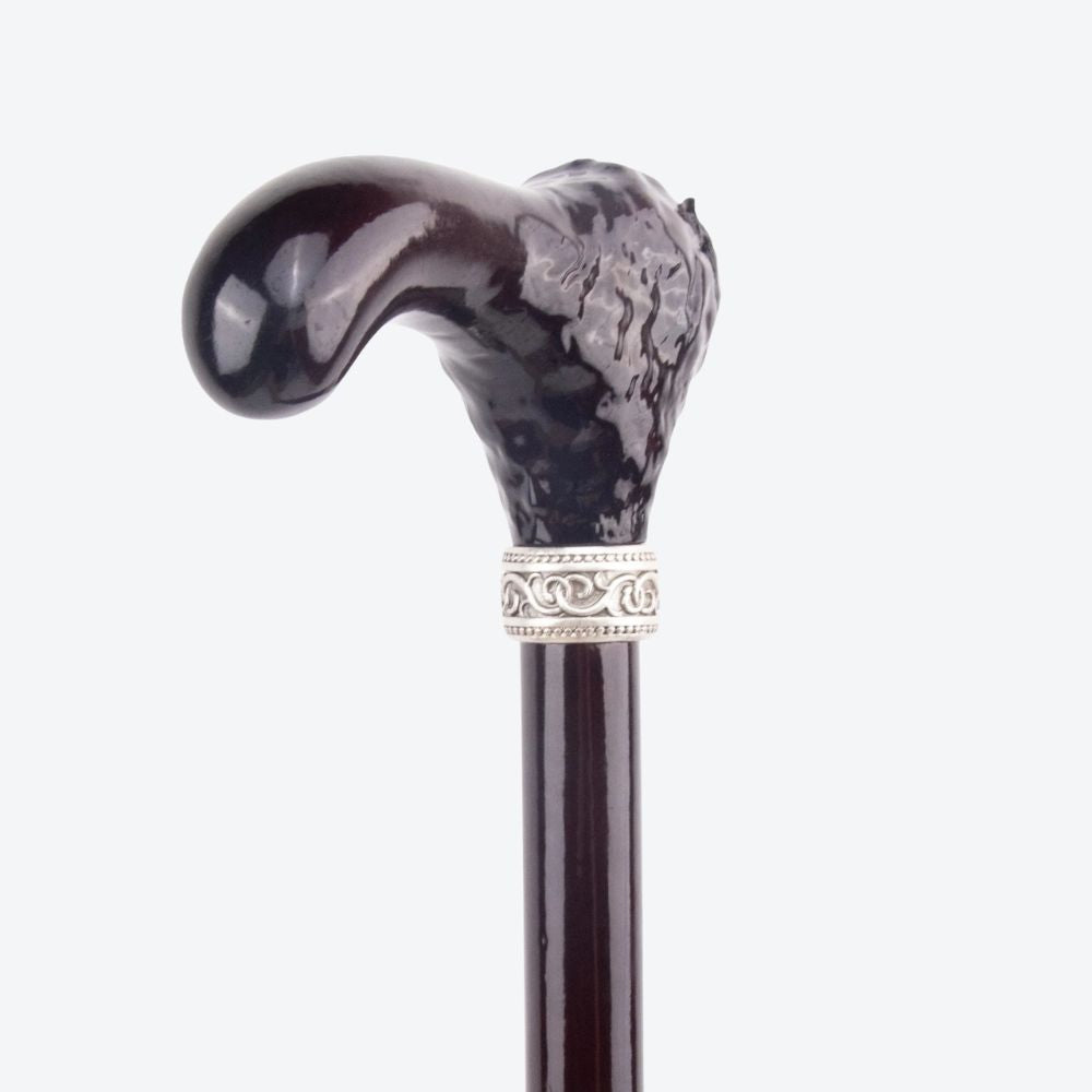 Rustic Wooden Walking Stick with Brown Bear Design - Bastoni