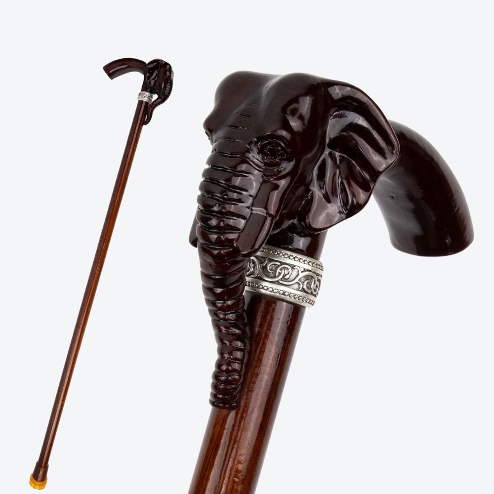 Savanna Imperial Elephant Wooden Walking Stick - Bastoni