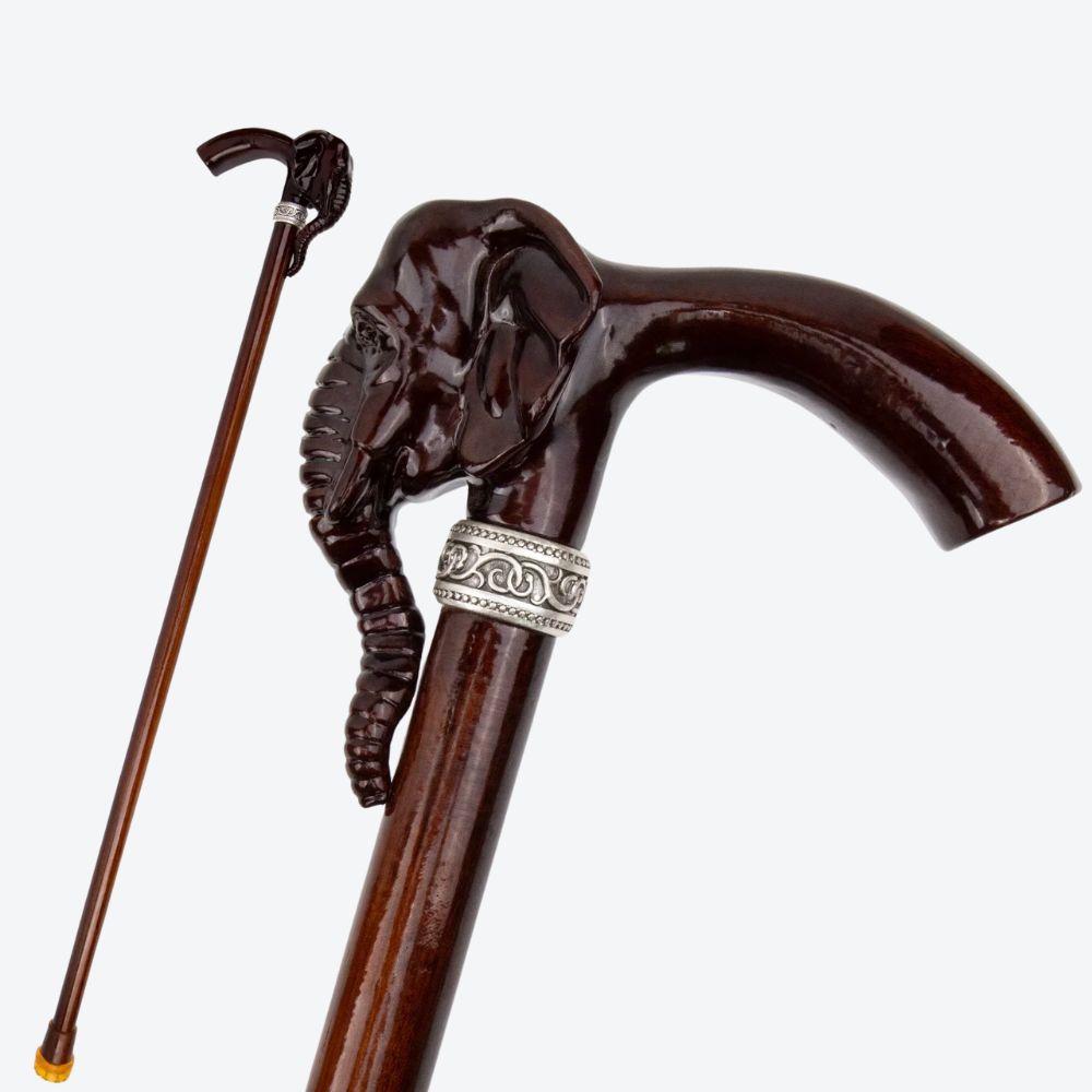 Savanna Imperial Elephant Wooden Walking Stick - Bastoni