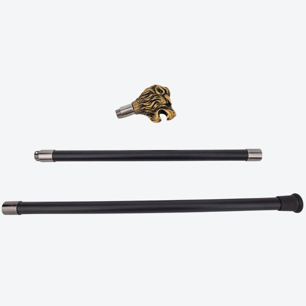 Sculptural Lion Metal Cane Darkened Bronze-Bastoni UK