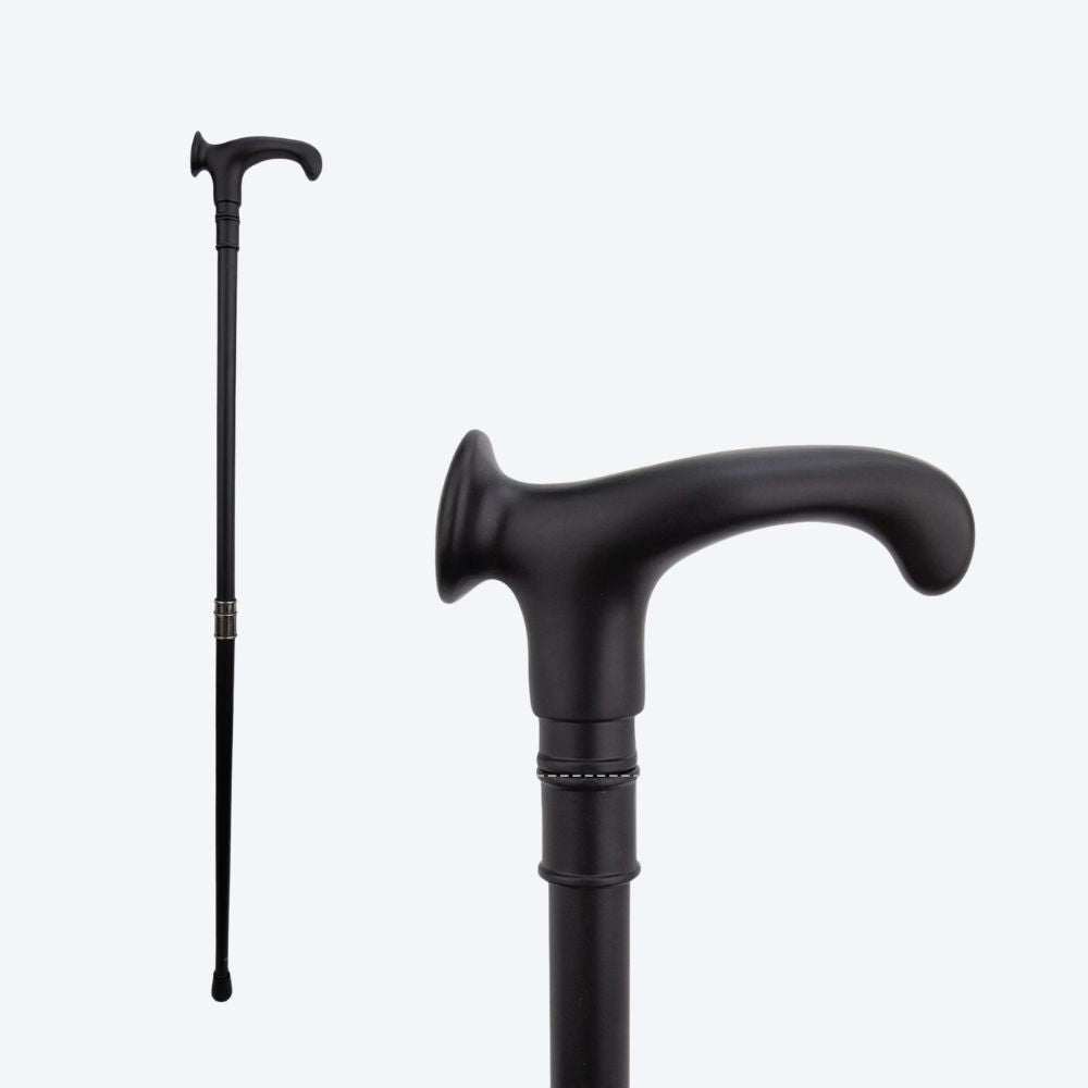 Spiral Shaped Metal Cane Black Right-handed-Bastoni UK