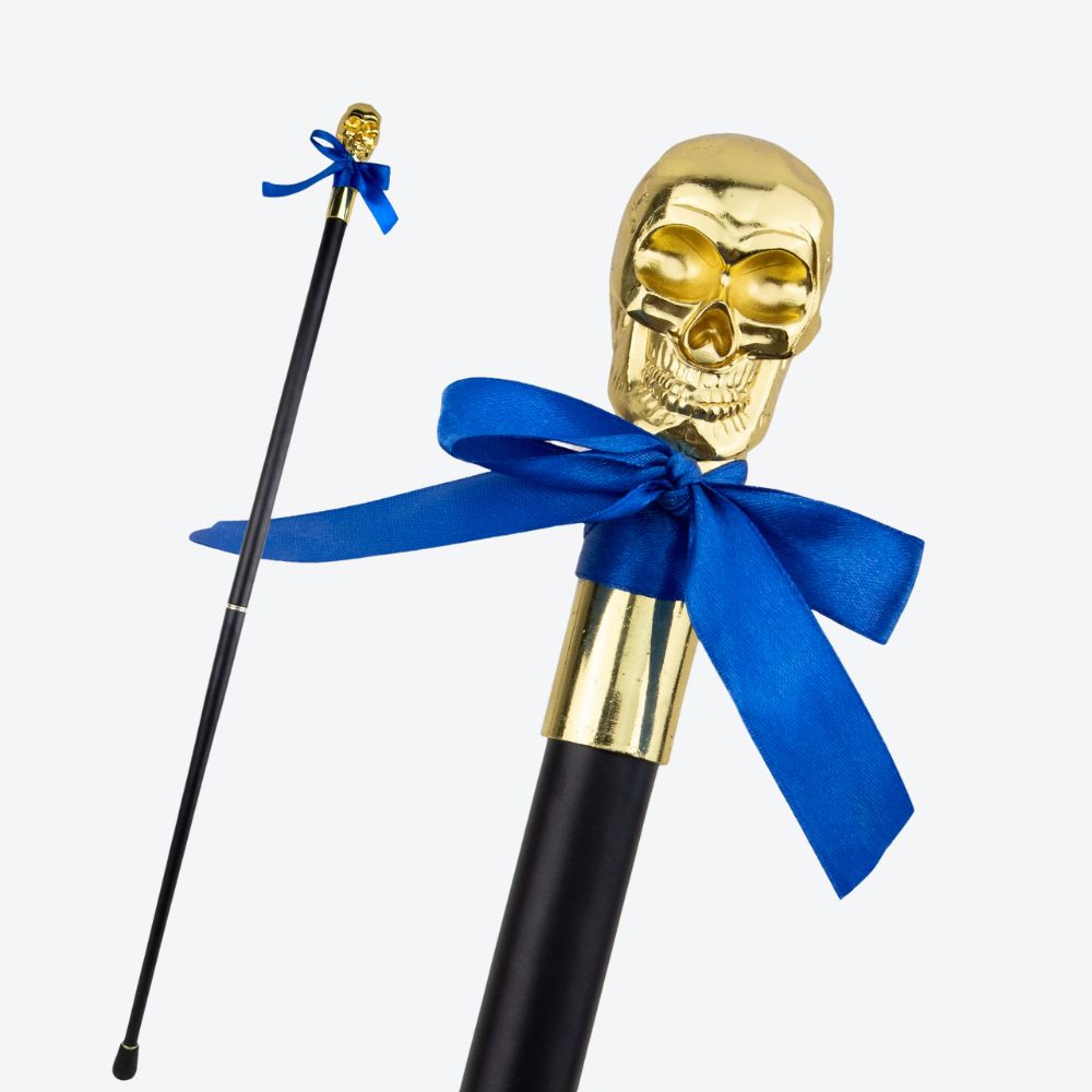 Stylish Cane with Golden Skull Handle - Bastoni