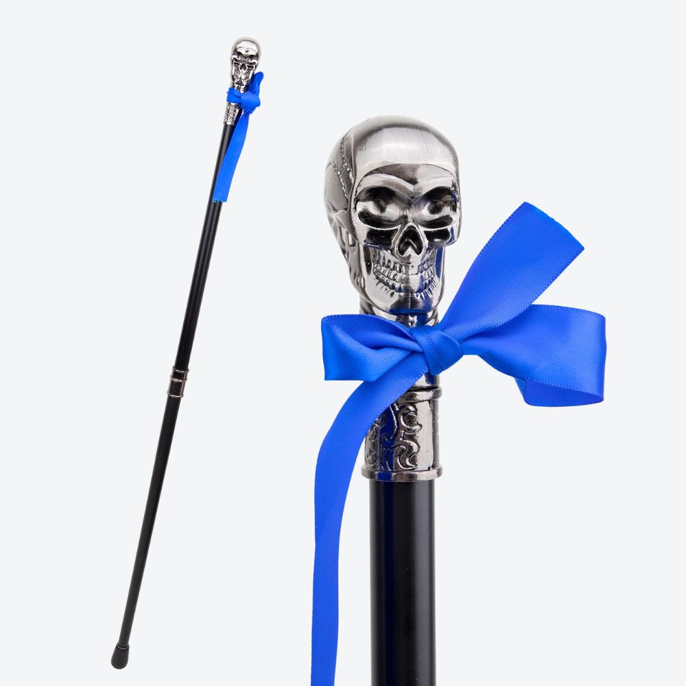Stylish Cane with Silver Skull Handle - Bastoni