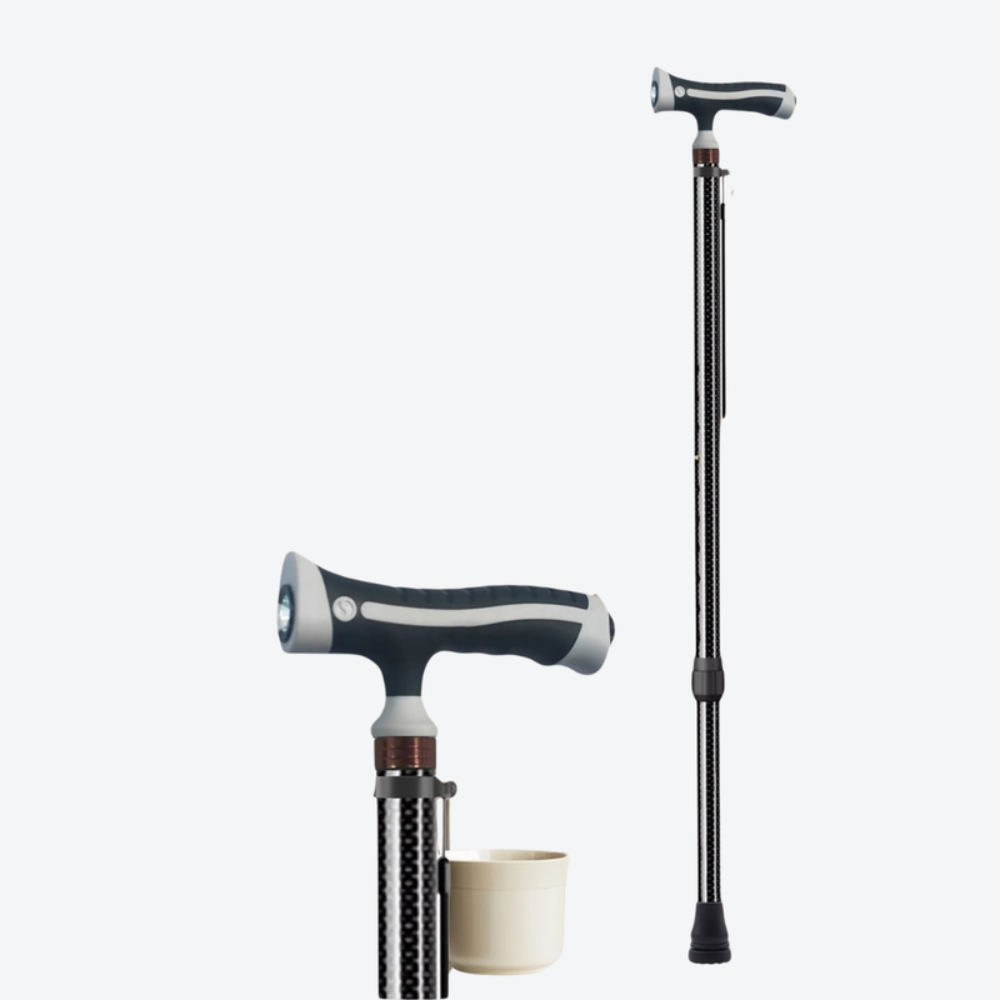 Ultra-Lightweight Carbon Fiber Walking Stick with LED-Bastoni UK