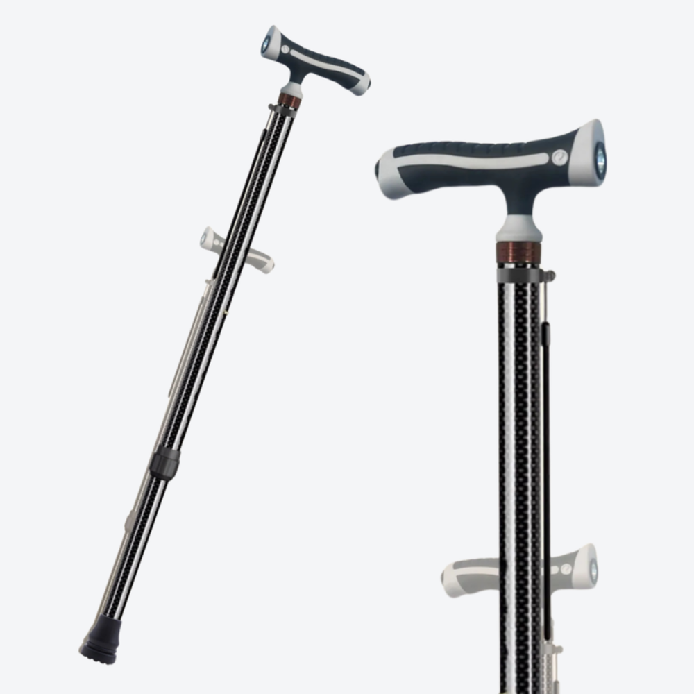 Ultra-Lightweight Carbon Fiber Walking Stick with LED-Bastoni UK
