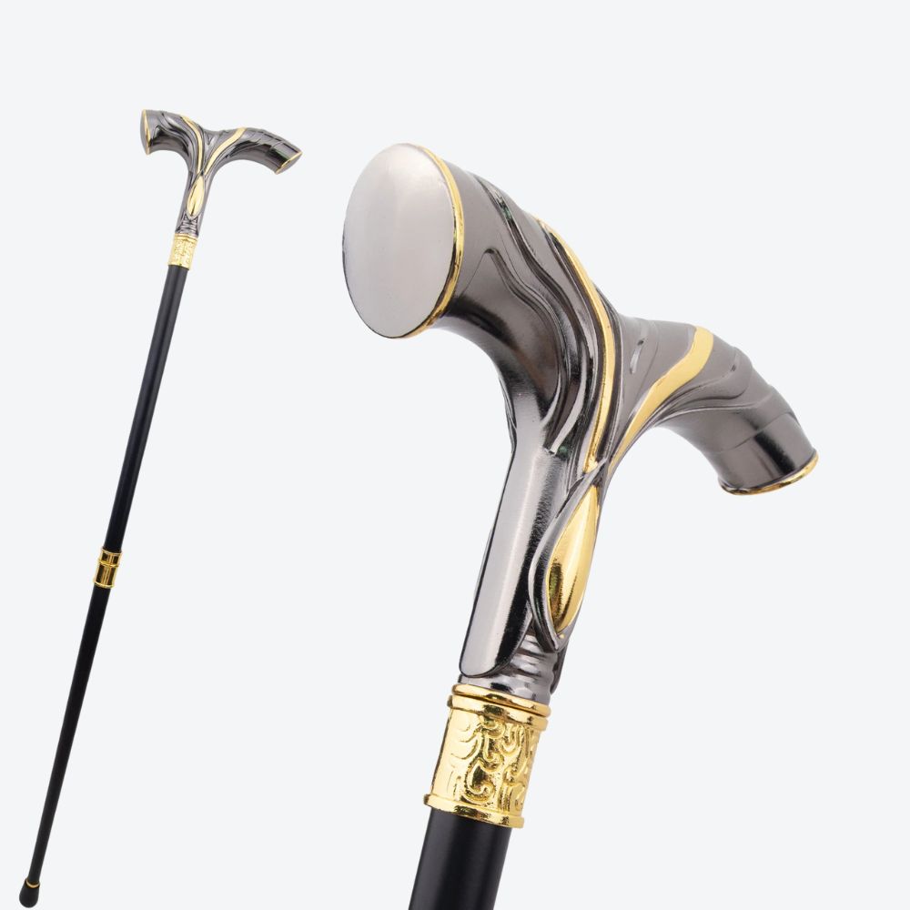 Valhalla Nordic Luxury Walking Stick Dark Silver/Gold Bastoni