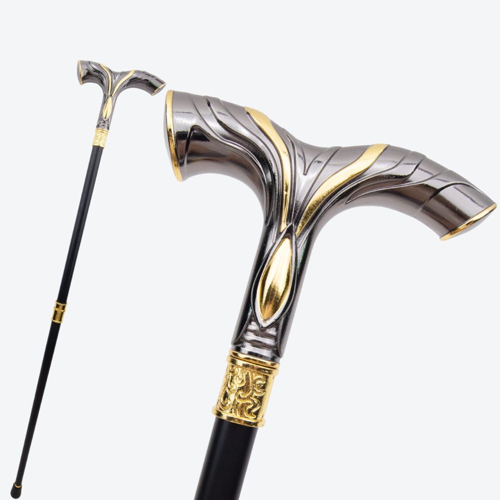 Valhalla Nordic Luxury Walking Stick Dark Silver/Gold Bastoni