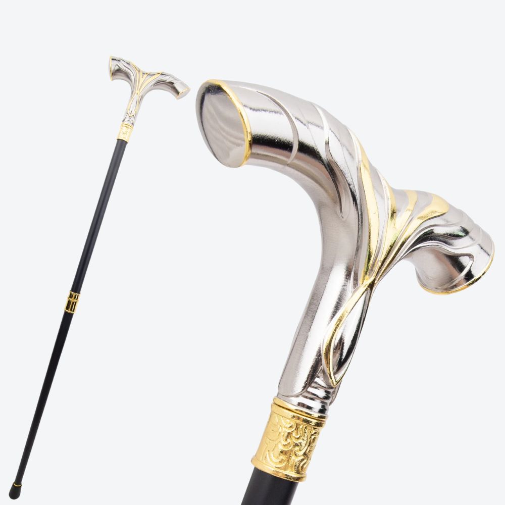 Nordic Luxury Valhalla Silver/Gold Bastoni Walking Stick