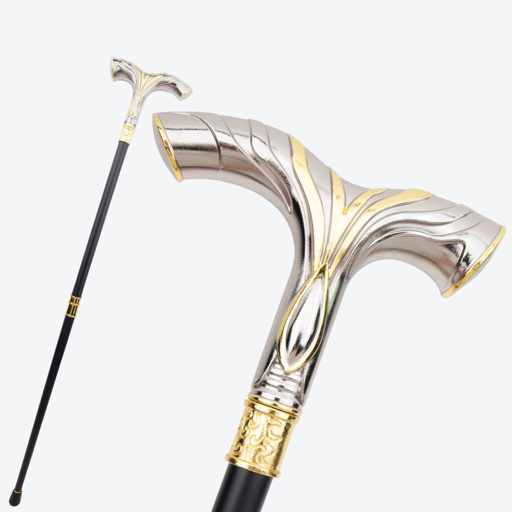 Nordic Luxury Valhalla Silver/Gold Bastoni Walking Stick