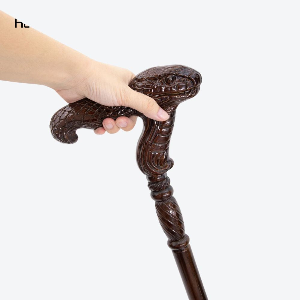 Vintage Carved Wooden Snake Cane-Bastoni UK