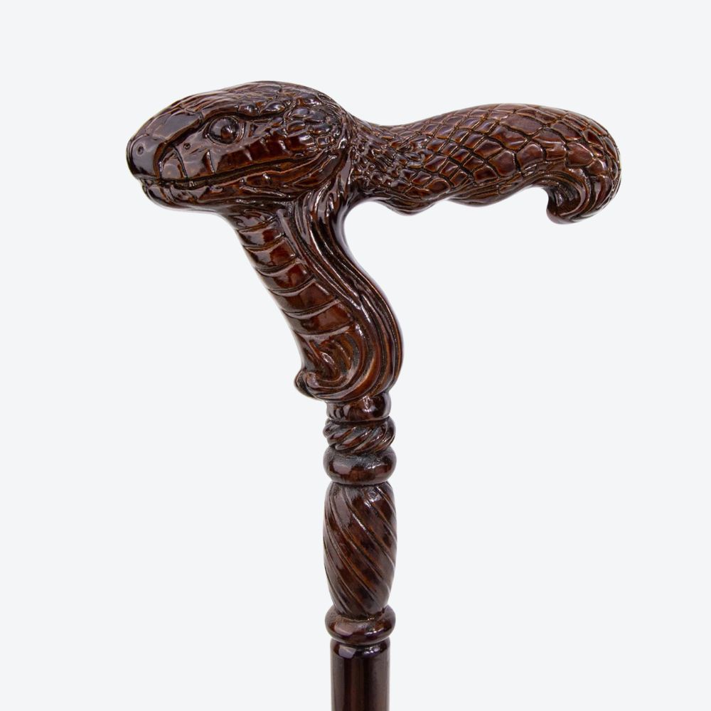 Vintage Carved Wooden Snake Cane-Bastoni UK