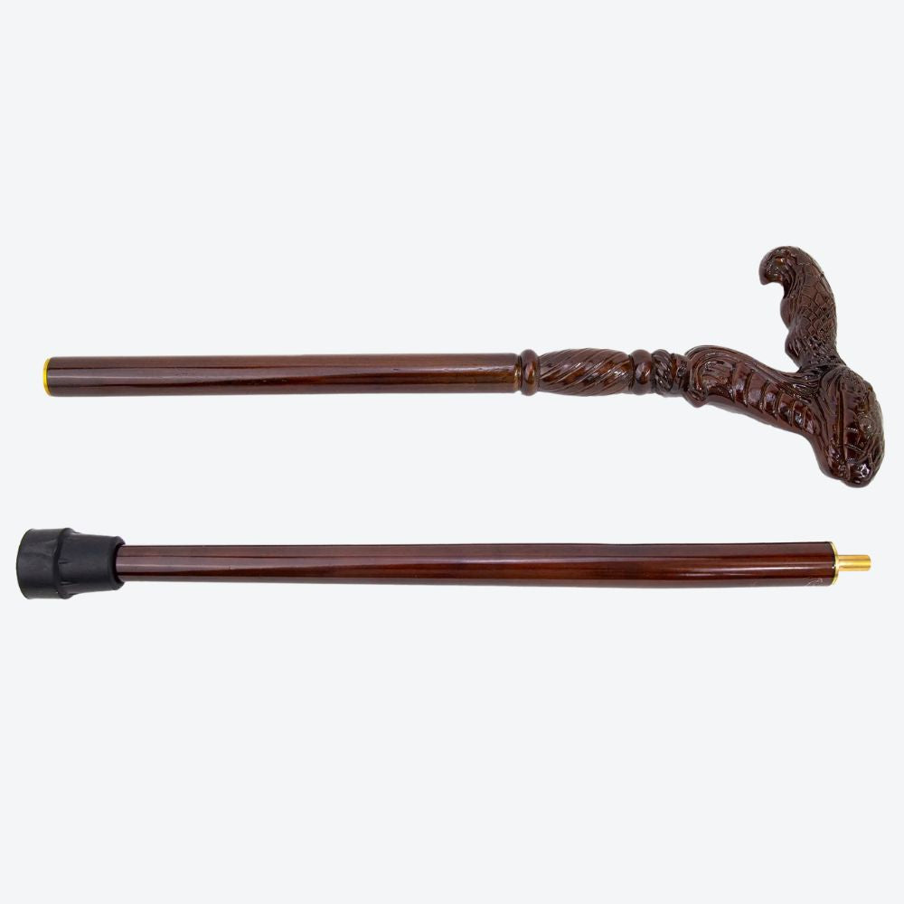 Vintage Carved Wooden Snake Cane-Bastoni UK