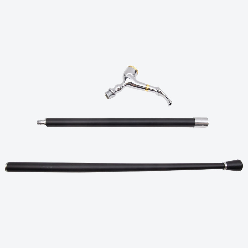 Metal Cane, Pipe Style, Silver - Bastoni