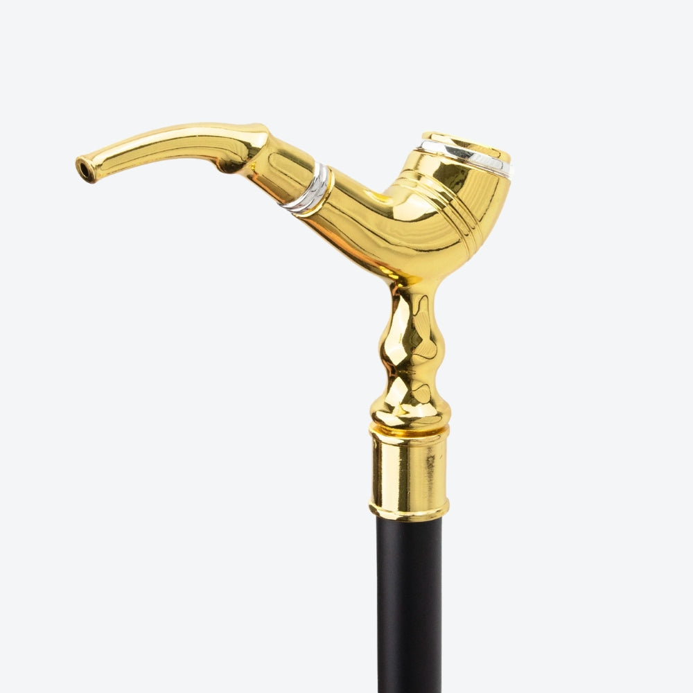 Gold Metal Cane in Pipe Style - Bastoni