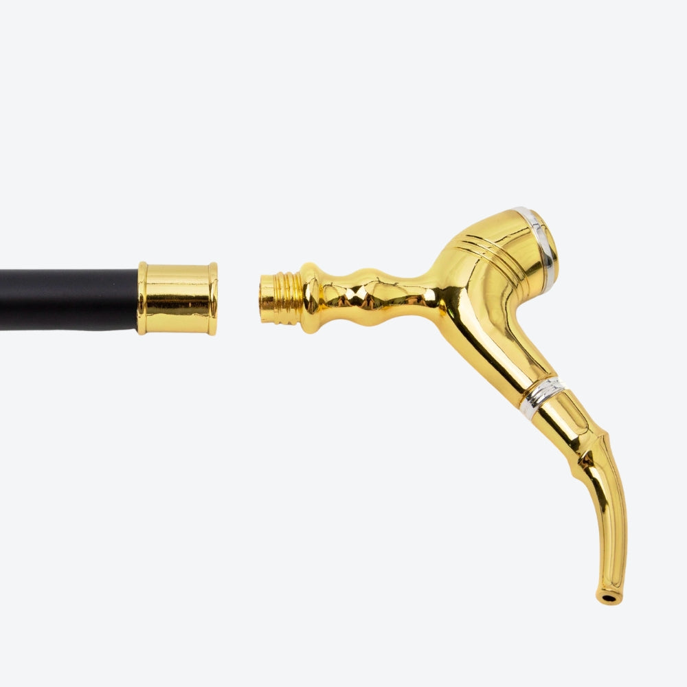 Gold Metal Cane in Pipe Style - Bastoni