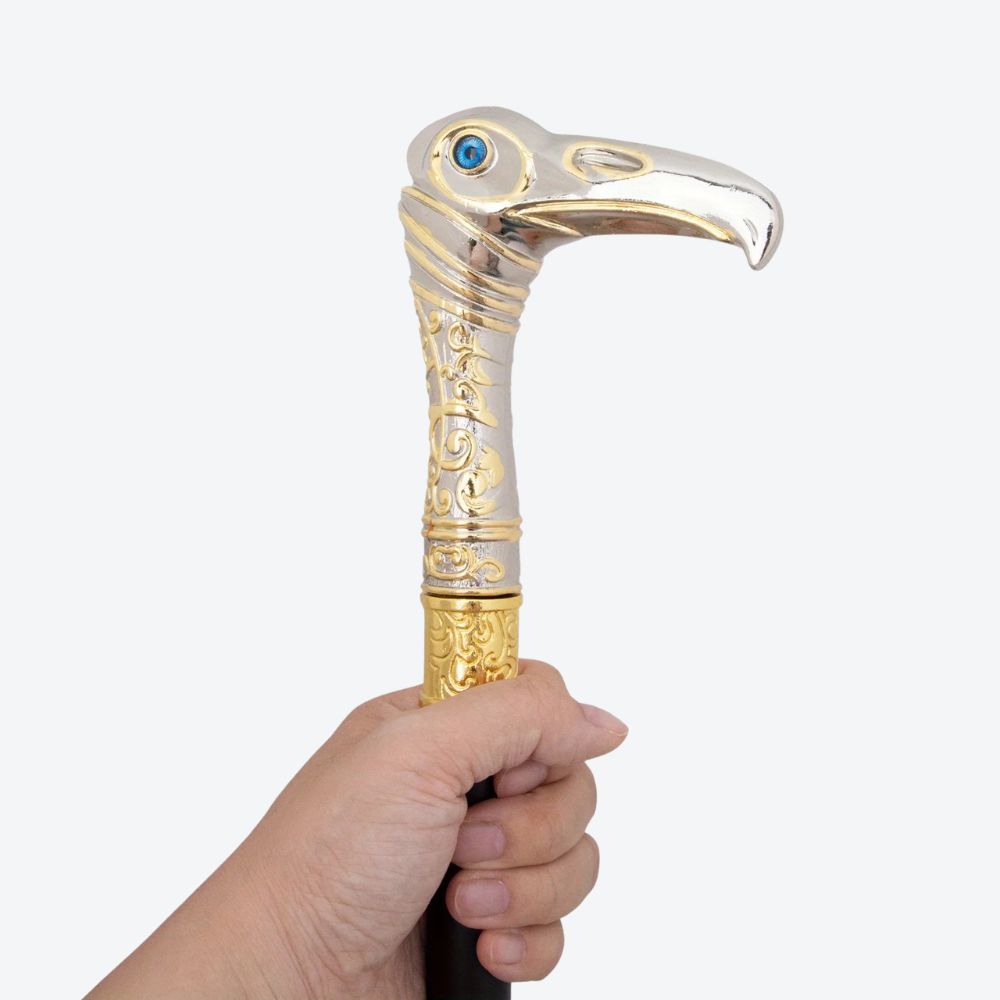 Vintage Luxury Golden Heron Walking Stick Silver/Golden-Bastoni UK