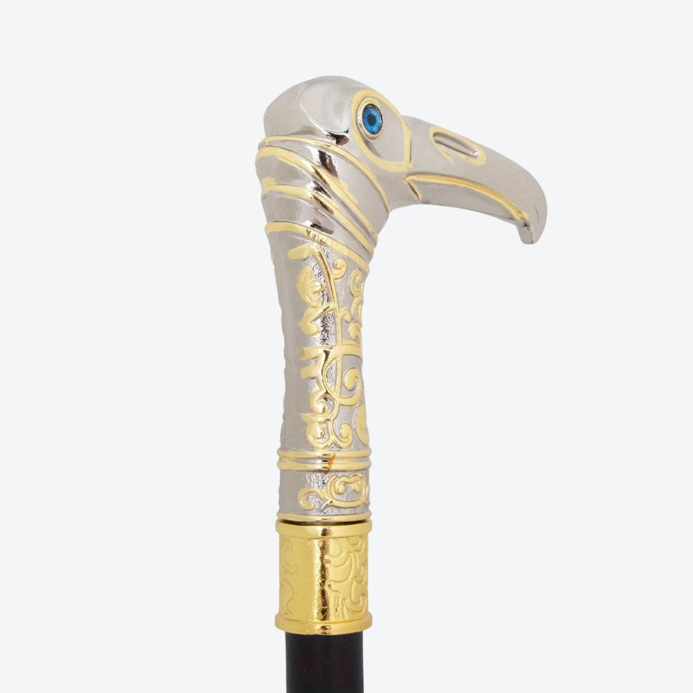 Vintage Luxury Golden Heron Walking Stick Silver/Golden-Bastoni UK