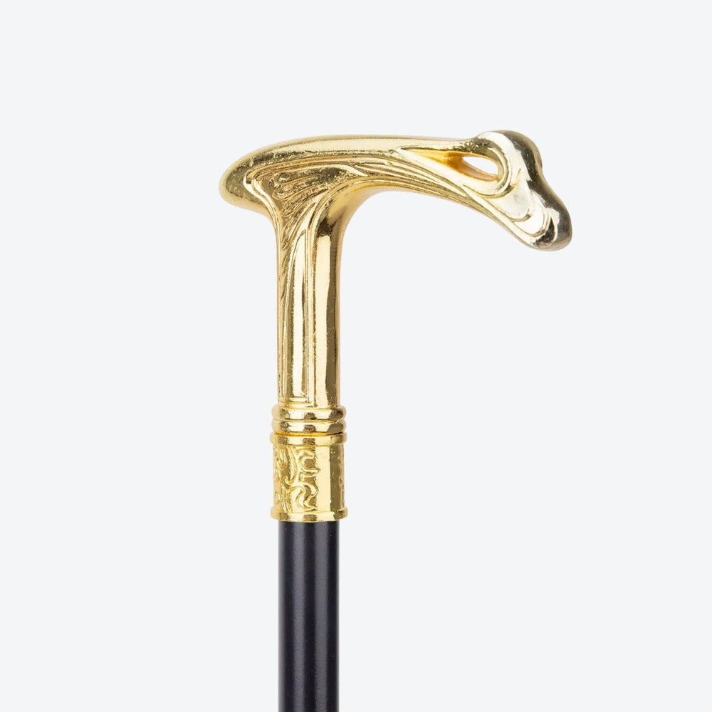 Vintage Magnate Cane, Carved Gold/Black - Bastoni