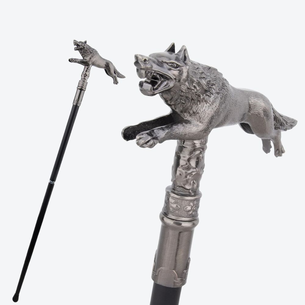 Wild Wolf Classic Metal Cane Silver-Bastoni Co