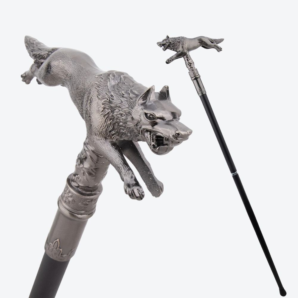 Wild Wolf Classic Metal Cane Silver-Bastoni Co