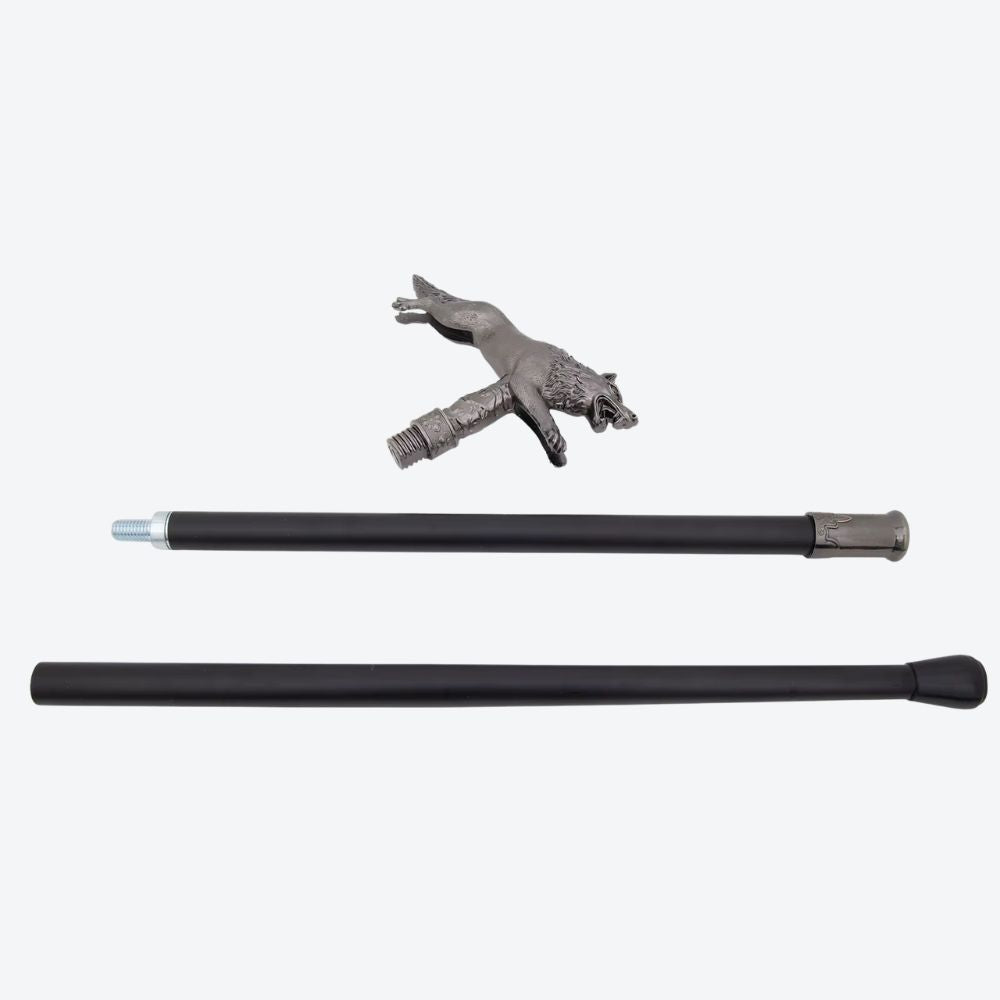 Wild Wolf Classic Metal Cane Silver-Bastoni Co