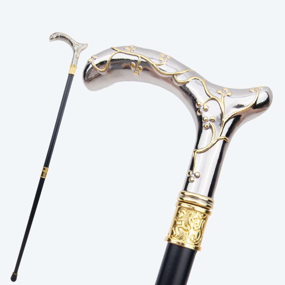Women's Metallic Plum Blossom Cane Silver/Gold. Bastoni